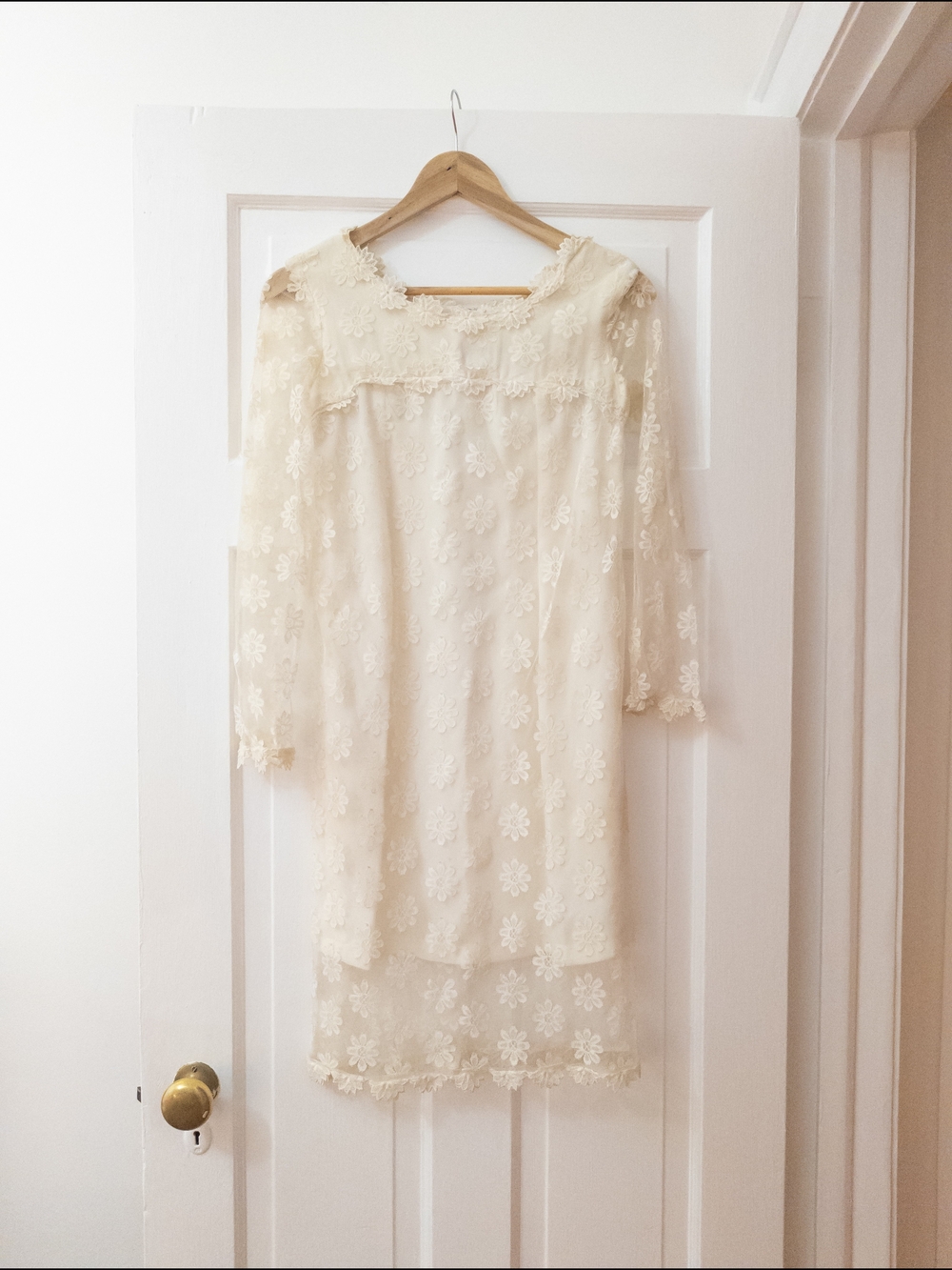 60s Vintage Ivory Lace Wedding Dress